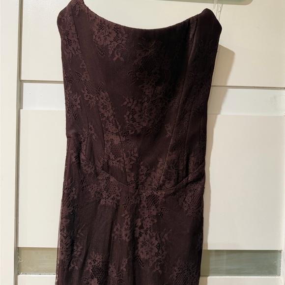 House of CB Dark Brown Lace Long Sleeve Midi Dress - Picture 6 of 11